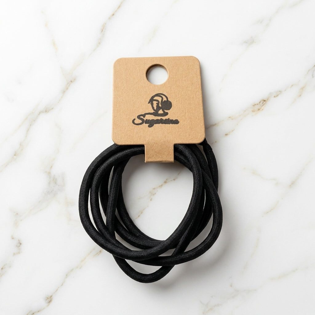 4mm High-Resilience Heavy-Duty Hair Ties (5-Pack Black)