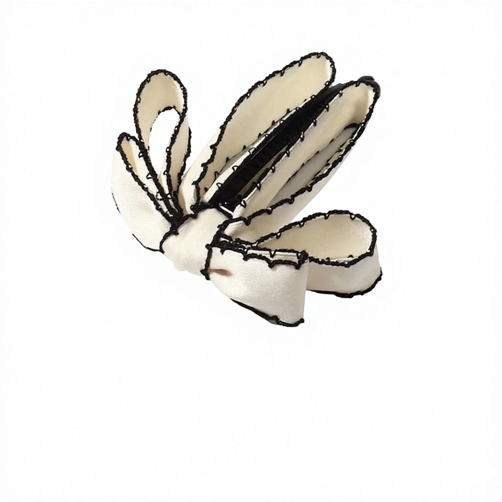 Scalloped Ribbon Bow Banana Clip - Vertical Hold