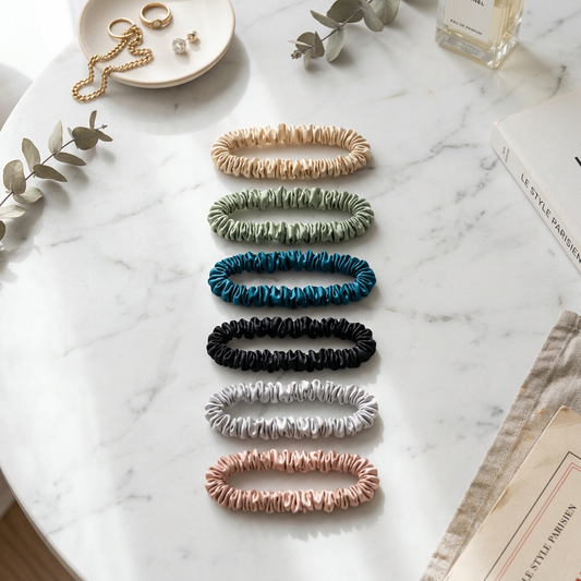 1cm Skinny Pure Mulberry Silk Scrunchie